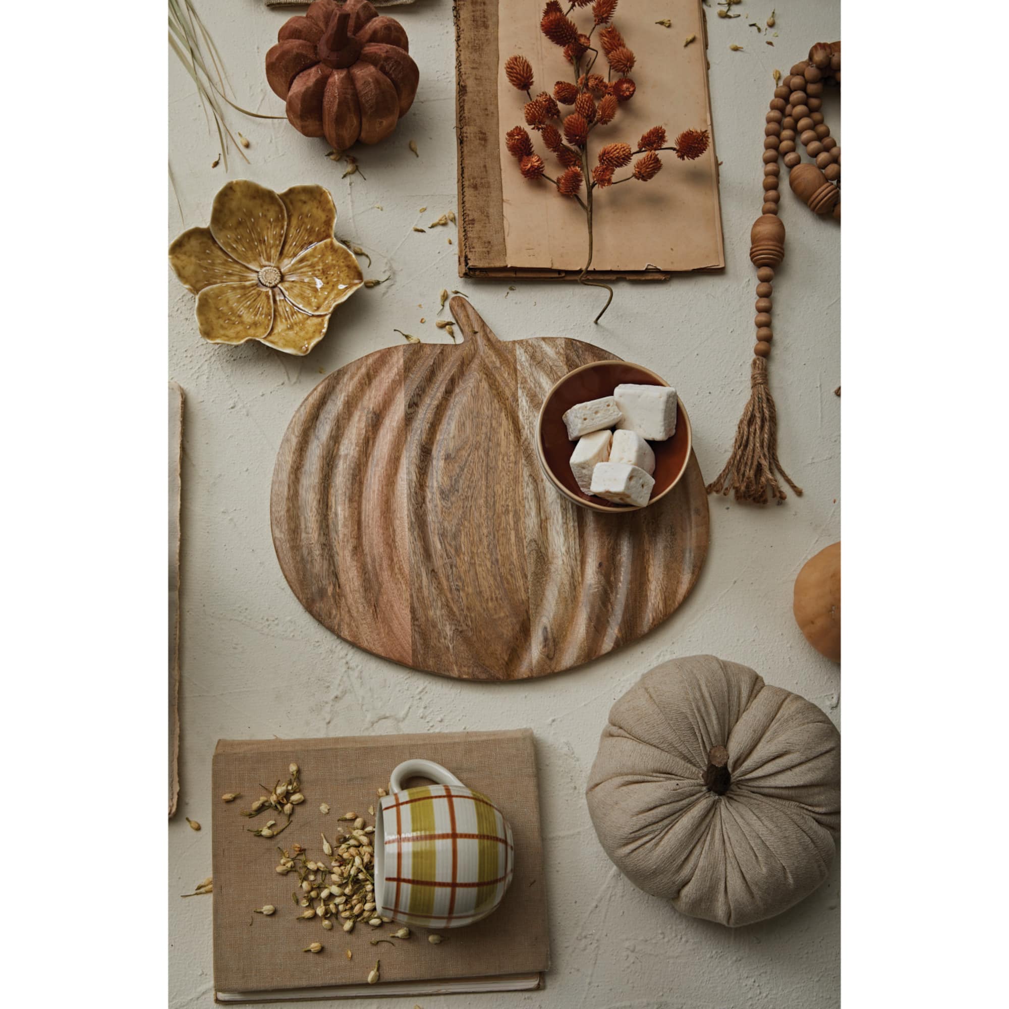 Hello Honey® 15" Natural Pumpkin Mango Wood Cutting Board